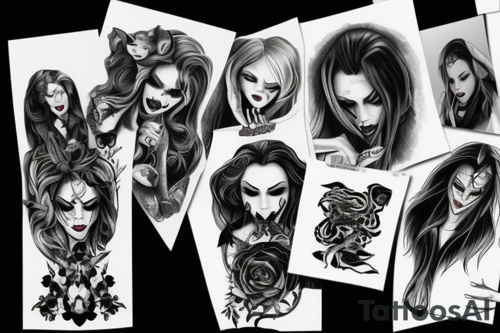 Vampire killing a woman tattoo idea