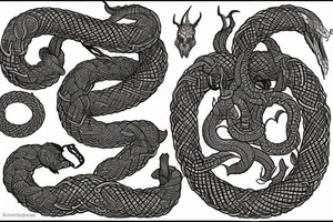 Jormungandr in the style of Jelling, Urnes, and Oseberg to be made into an arm sleeve tattoo idea