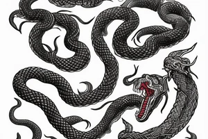 Jormungandr in the style of Jelling, Urnes, and Oseberg to be made into an arm sleeve tattoo idea
