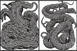 Jormungandr in the style of Jelling, Urnes, and Oseberg to be made into an arm sleeve tattoo idea