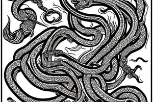 Jormungandr in the viking style of Jelling, Urnes, and Oseberg to be made into an arm sleeve tattoo idea