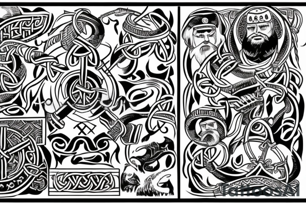 Jelling, Urnes, and Oseberg viking styles  of jormungandr in norse artifacts to be made into an arm sleeve tattoo idea