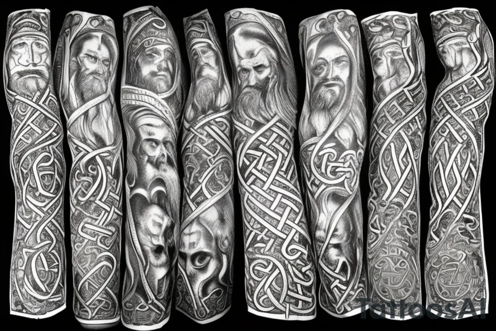 Jelling, Urnes, and Oseberg viking styles  of jormungandr in norse artifacts to be made into an arm sleeve tattoo idea