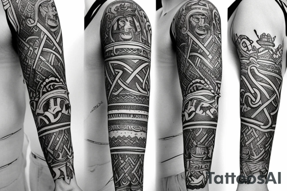 Jelling viking style made into an arm sleeve tattoo idea