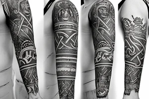 Jelling viking style made into an arm sleeve tattoo idea
