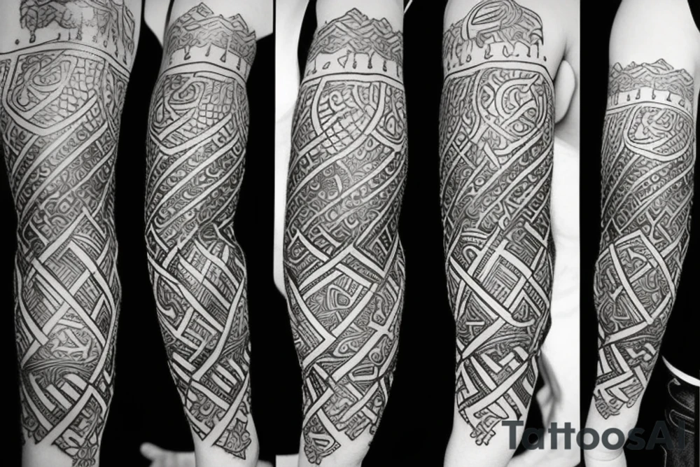 Jelling viking style made into an arm sleeve tattoo idea