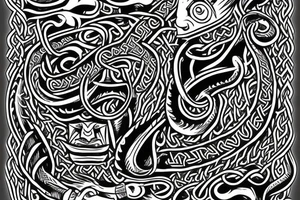 Jelling/Urnes Viking style carving of Jormungandr made into an arm sleeve tattoo idea