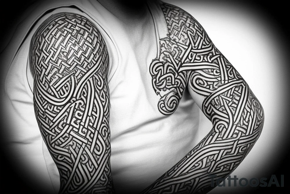 Jelling/Urnes Viking style carving of Jormungandr made into an arm sleeve tattoo idea