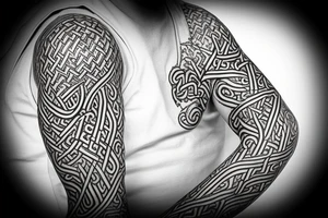 Jelling/Urnes Viking style carving of Jormungandr made into an arm sleeve tattoo idea