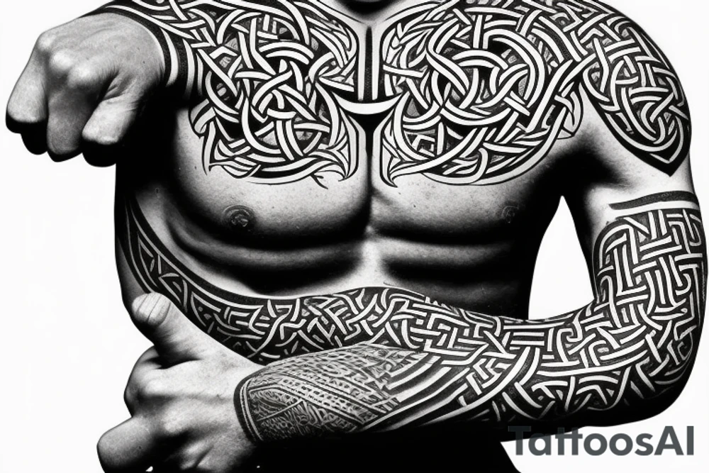Stave Church urnes Archaic Viking style carving of Jörmungandr fighting 
made into an arm sleeve tattoo idea