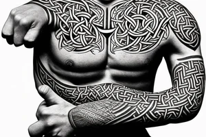 Stave Church urnes Archaic Viking style carving of Jörmungandr fighting 
made into an arm sleeve tattoo idea