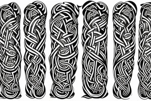 Stave Church urnes Archaic Viking style carving of serpent made into an arm sleeve tattoo idea