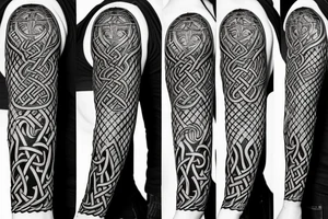 Stave Church urnes Archaic Viking style carving of serpent made into an arm sleeve tattoo idea