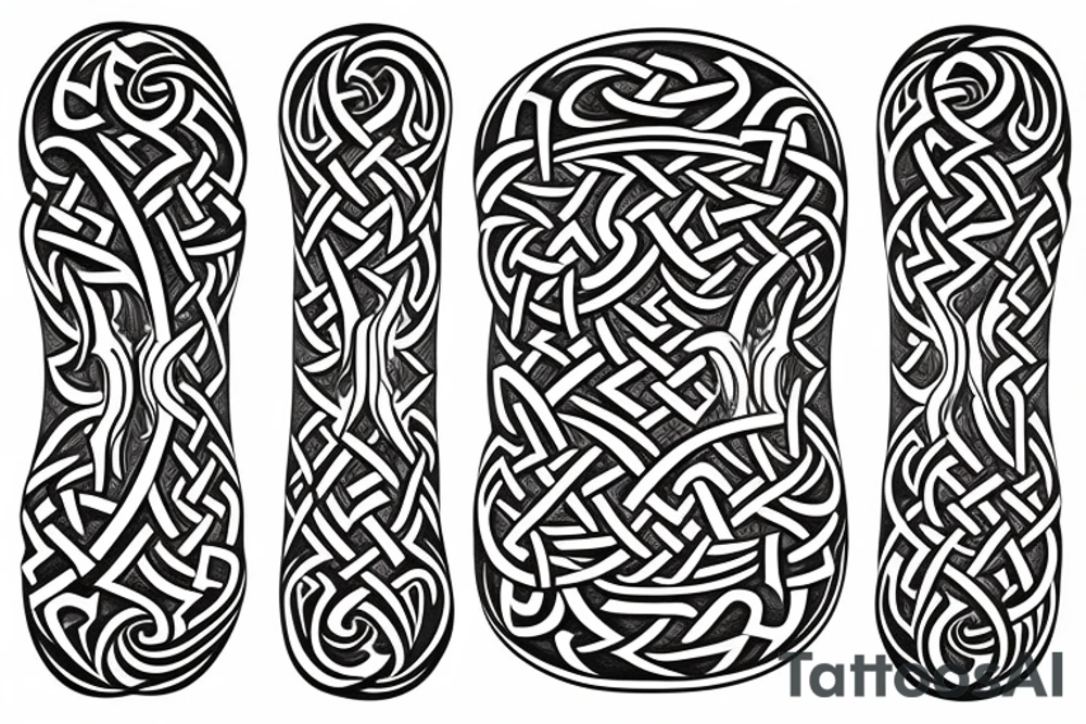 Stave Church urnes Archaic Viking style carving of serpent made into an arm sleeve tattoo idea