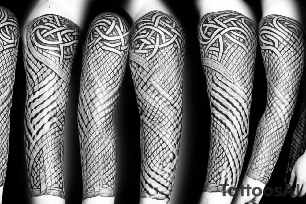 Stave Church urnes Archaic Viking style carving of serpent made into an arm sleeve tattoo idea