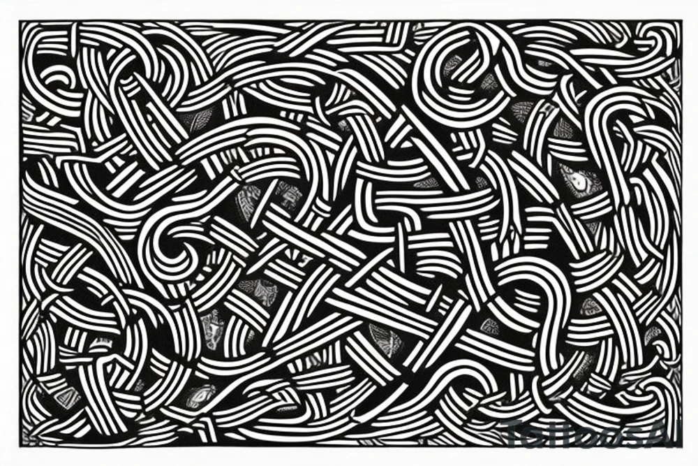 Stave Church urnes Archaic Viking style carving of serpent made into an arm sleeve tattoo idea