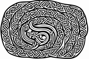 Stave Church urnes Archaic Viking style carving of serpent made into an arm sleeve tattoo idea