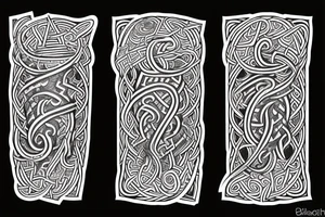 Stave Church in Urnes Archaic Viking style carving of sea serpent head jormungandr made into an arm sleeve tattoo idea