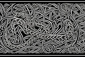 Stave Church in Urnes Archaic Viking style carving of sea serpent head jormungandr made into an arm sleeve tattoo idea