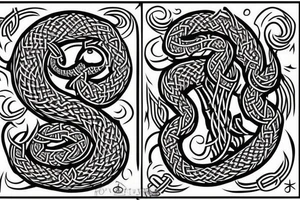 Stave Church in Urnes Archaic Viking style carving of sea serpent head jormungandr made into an arm sleeve tattoo idea