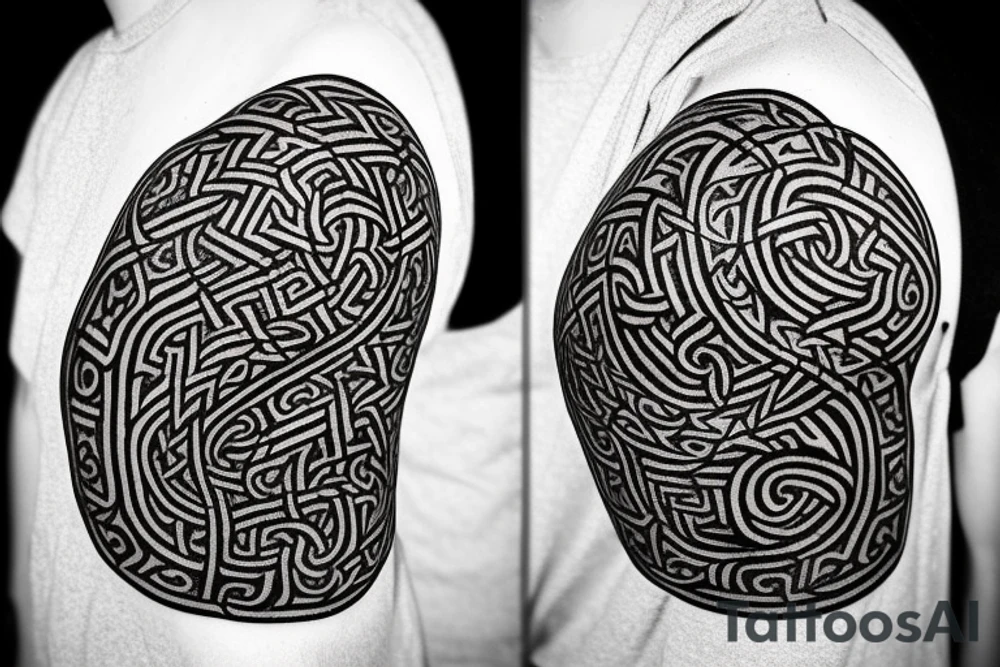 Stave Church in Urnes Archaic Viking style carving of sea serpent head jormungandr/ Rune Stone etching made into an arm sleeve tattoo idea