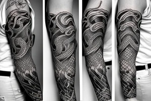 urnes style snake viking arm sleeve tattoo idea