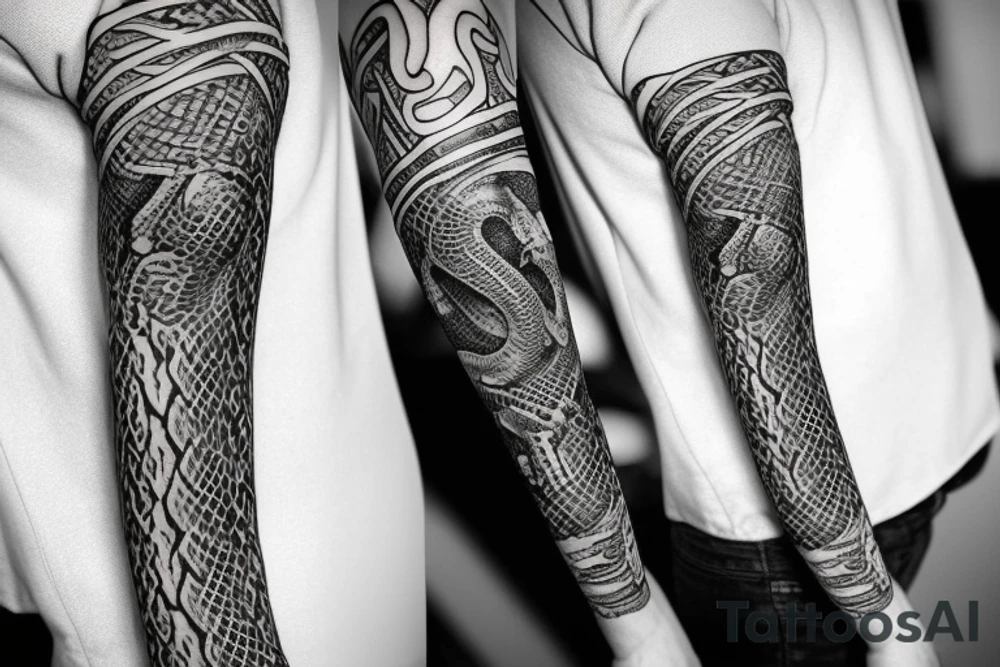 urnes style snake viking arm sleeve tattoo idea