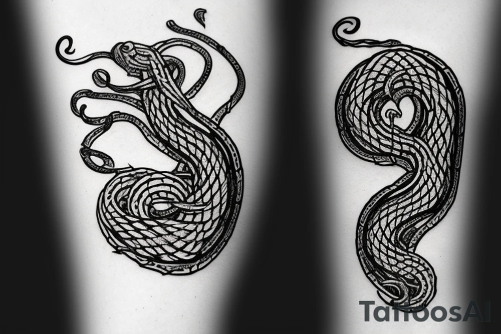 urnes style snake viking arm sleeve tattoo idea
