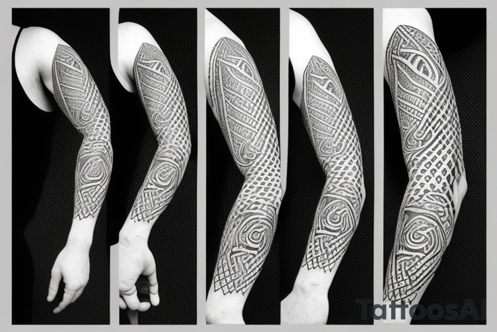 urnes style snake viking arm sleeve tattoo idea
