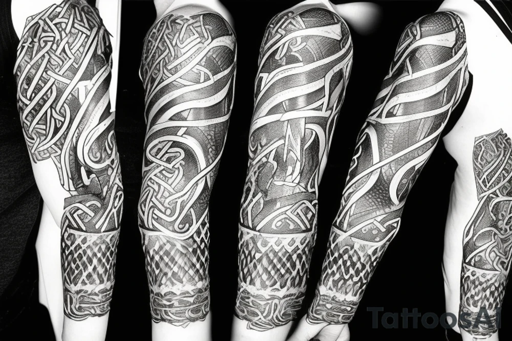 urnes style snake viking arm sleeve tattoo idea
