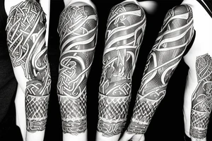 urnes style snake viking arm sleeve tattoo idea