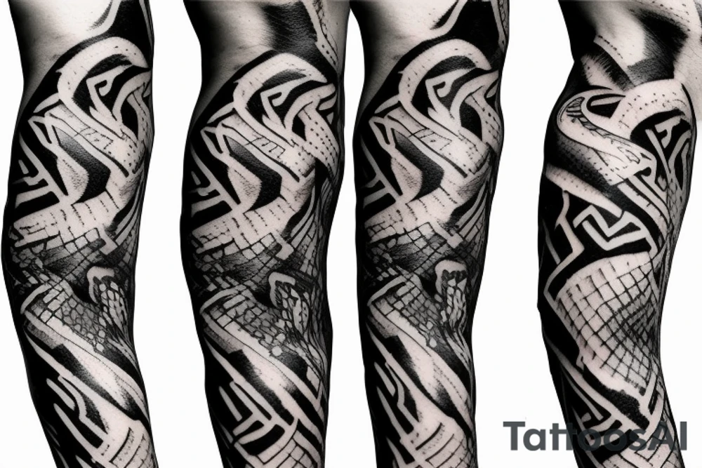 urnes style snake viking arm sleeve tattoo idea