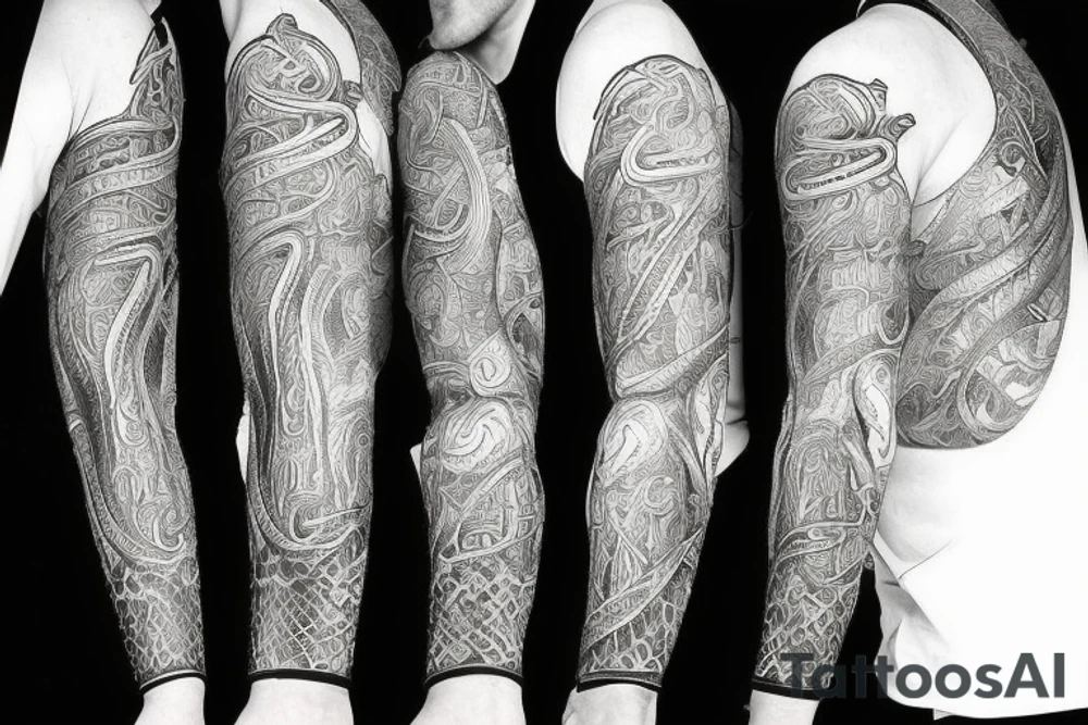 urnes style snake viking arm sleeve tattoo idea
