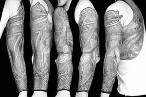 urnes style snake viking arm sleeve tattoo idea
