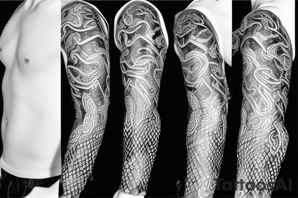 urnes style snake viking arm sleeve tattoo idea