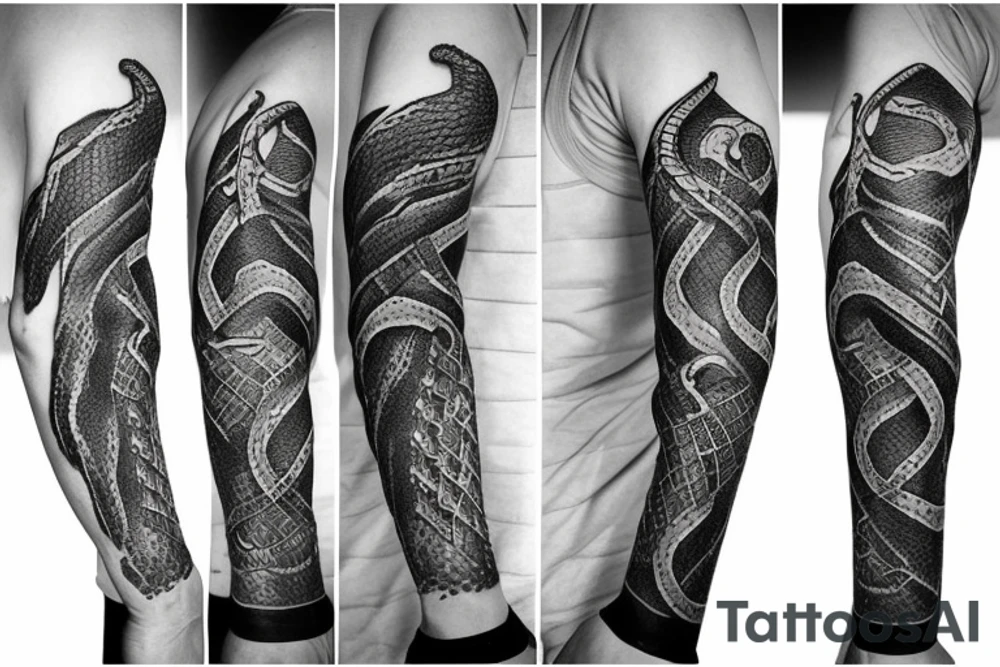 urnes style snake viking arm sleeve tattoo idea