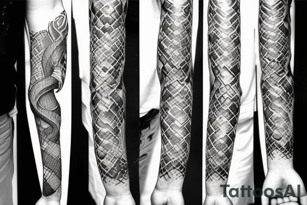 urnes style snake viking arm sleeve tattoo idea