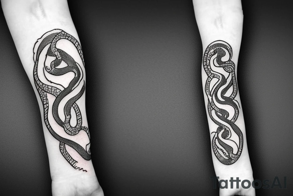 urnes style snake viking arm sleeve tattoo idea