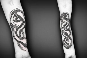 urnes style snake viking arm sleeve tattoo idea