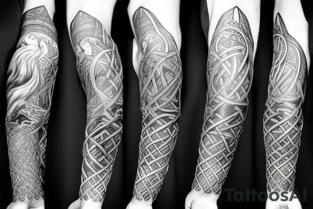 STave church in Urnes Norway 
style snake viking arm sleeve tattoo idea