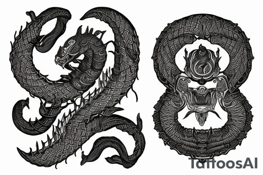 jormangandr archaic carving sleeve tattoo idea