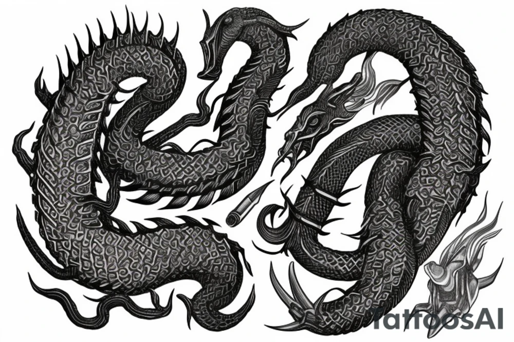 jormangandr archaic carving sleeve tattoo idea