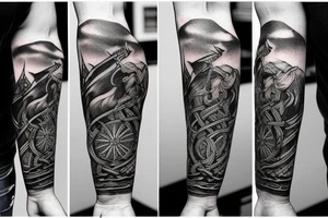 Urnes style viking arm sleeve tattoo idea