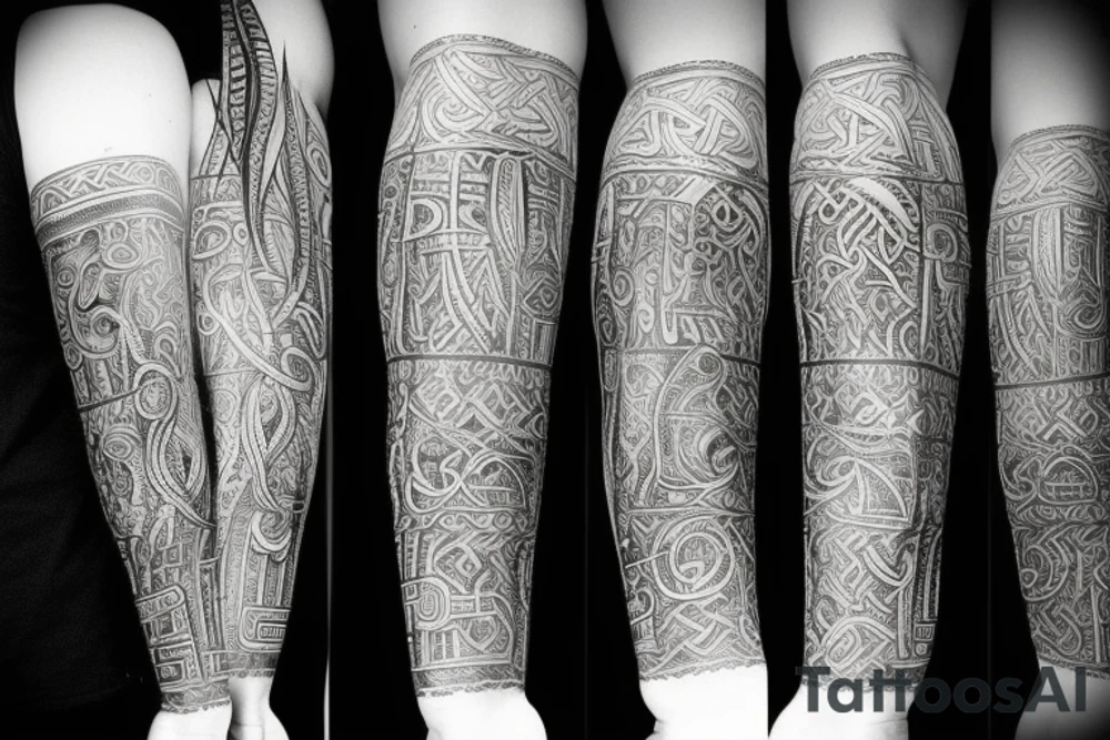 Urnes style viking arm sleeve tattoo idea