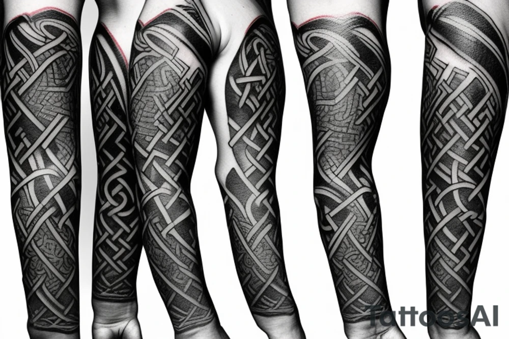Urnes style viking arm sleeve tattoo idea