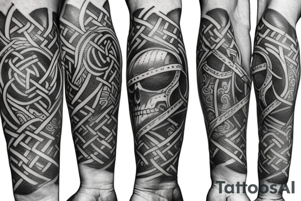 Urnes style viking arm sleeve tattoo idea