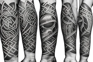 Urnes style viking arm sleeve tattoo idea