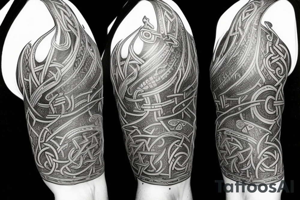 Urnes style viking arm sleeve tattoo idea