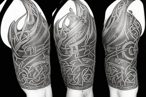Urnes style viking arm sleeve tattoo idea
