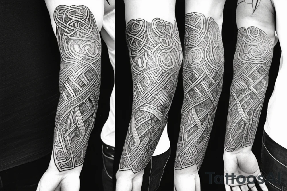 Urnes style viking arm sleeve tattoo idea